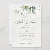 Eucalyptus Greenery Gold Leaves Bridal Luncheon Kaart (Voorkant)