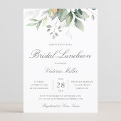 Eucalyptus Greenery Gold Leaves Bridal Luncheon Kaart