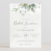 Eucalyptus Greenery Gold Leaves Bridal Luncheon Kaart