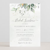 Eucalyptus Greenery Gold Leaves Bridal Luncheon Kaart