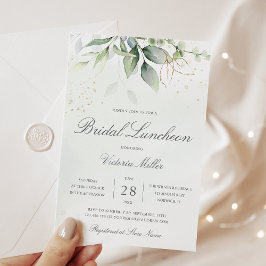 Eucalyptus Greenery Gold Leaves Bridal Luncheon Kaart