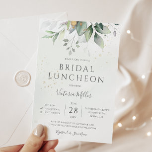Eucalyptus Greenery Gold Leaves Bridal Luncheon Kaart