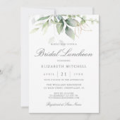 Eucalyptus Greenery Gold Leaves Bridal Luncheon Kaart (Voorkant)