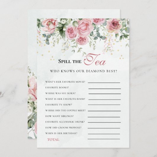 Eucalyptus Greenery Gold Leaves Bridal Shower game Kaart (Voorkant / Achterkant)