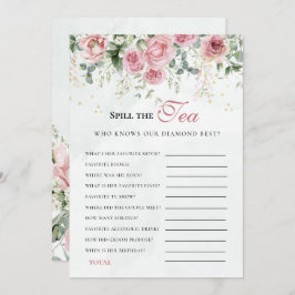 Eucalyptus Greenery Gold Leaves Bridal Shower game Kaart