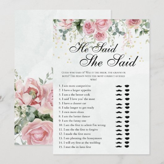 Eucalyptus Greenery Gold Leaves Bridal Shower game Kaart (Voorkant / Achterkant)