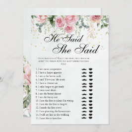 Eucalyptus Greenery Gold Leaves Bridal Shower game Kaart