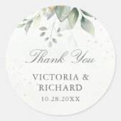 Eucalyptus Greenery Gold Leaves Elegant Hartelijk  Ronde Sticker (Voorkant)