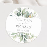 Eucalyptus Greenery Gold Leaves Elegant Ronde Sticker<br><div class="desc">Mooie stickers van envelopverzegeling met waterverf eucalyptus en goudbladeren.</div>