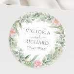 Eucalyptus Greenery Gold Leaves Elegant Ronde Sticker<br><div class="desc">Mooie envelopverzegeling stickers met roze florale waterverf eucalyptus en goudbladeren.</div>