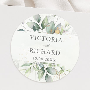 Eucalyptus Greenery Gold Leaves Elegant Ronde Sticker