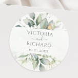 Eucalyptus Greenery Gold Leaves Elegant Ronde Sticker<br><div class="desc">Mooie stickers van envelopverzegeling met waterverf eucalyptus en goudbladeren.</div>