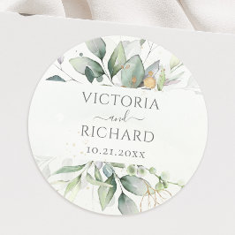 Eucalyptus Greenery Gold Leaves Elegant Ronde Sticker