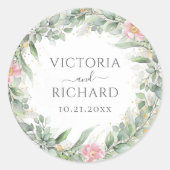 Eucalyptus Greenery Gold Leaves Elegant Ronde Sticker (Voorkant)