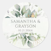 Eucalyptus Greenery Gold Leaves Elegant Ronde Sticker (Voorkant)