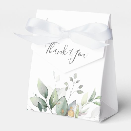 Eucalyptus Greenery Gold Leaves Elegant Wedding Bedankdoosjes (Voorkant Zijde)