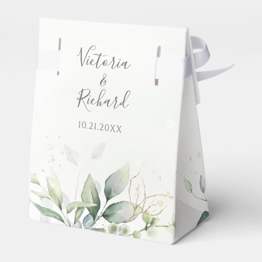 Eucalyptus Greenery Gold Leaves Elegant Wedding Bedankdoosjes (Achterkant)