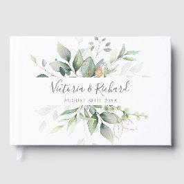 Eucalyptus Greenery Gold Leaves Elegant Wedding Gastenboek