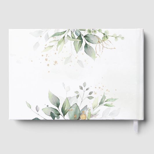 Eucalyptus Greenery Gold Leaves Elegant Wedding Gastenboek (Achterkant)