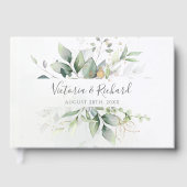 Eucalyptus Greenery Gold Leaves Elegant Wedding Gastenboek (Voorkant)