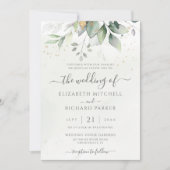 Eucalyptus Greenery Gold Leaves Elegant Wedding Kaart (Voorkant)