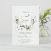 Eucalyptus Greenery Gold Leaves Elegant Wedding Kaart (Staand voorkant)