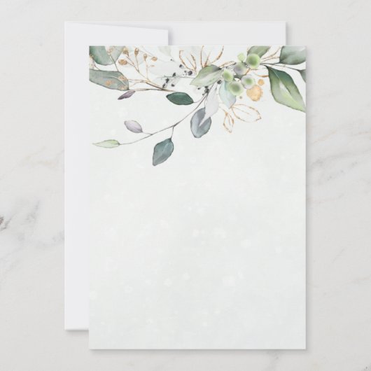Eucalyptus Greenery Gold Leaves Elegant Wedding Kaart (Achterkant)
