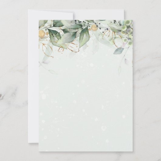 Eucalyptus Greenery Gold Leaves Elegant Wedding Kaart (Achterkant)