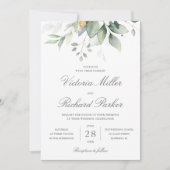 Eucalyptus Greenery Gold Leaves Elegant Wedding Kaart (Voorkant)