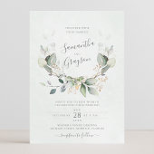 Eucalyptus Greenery Gold Leaves Elegant Wedding Kaart
