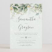 Eucalyptus Greenery Gold Leaves Elegant Wedding Kaart