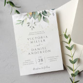 Eucalyptus Greenery Gold Leaves Elegant Wedding Kaart