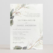 Eucalyptus Greenery Gold Leaves Elegant Wedding Kaart