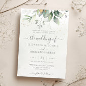 Eucalyptus Greenery Gold Leaves Elegant Wedding Kaart