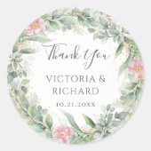 Eucalyptus Greenery Gold Leaves Elegant Wedding Ronde Sticker (Voorkant)