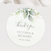 Eucalyptus Greenery Gold Leaves Elegant Wedding Ronde Sticker