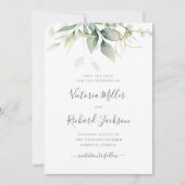 Eucalyptus Greenery Gold Leaves Elegant Wedding Save The Date (Voorkant)