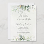 Eucalyptus Greenery Gold Leaves Elegant Wedding Save The Date (Voorkant)