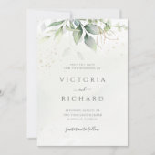Eucalyptus Greenery Gold Leaves Elegant Wedding Save The Date (Voorkant)