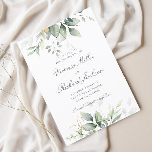 Eucalyptus Greenery Gold Leaves Elegant Wedding Save The Date