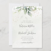 Eucalyptus Greenery Gold Leaves Elegant Wedding Save The Date (Voorkant)