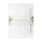 Eucalyptus Greenery Gold Leaves Elegant Wedding Uitnodigingen Wikkel (Voorkant Voorbeeld)