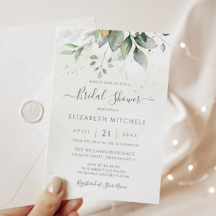 Eucalyptus Greenery Gold Leaves Vrijgezellenfeest Kaart