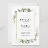 eucalyptus greenery gold lijst bruiloft kaart (Voorkant)