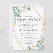 Eucalyptus Greenery Gold Lijst Engagement Kaart (Voorkant)