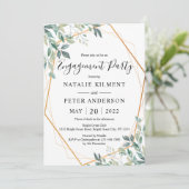 Eucalyptus Greenery Gold Lijst Engagement Kaart (Staand voorkant)