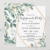 Eucalyptus Greenery Gold Lijst Engagement Kaart (Voorkant / Achterkant)