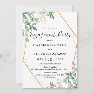 Eucalyptus Greenery Gold Lijst Engagement Kaart