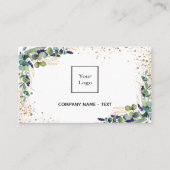 Eucalyptus greenery gold logo QR code Visitekaartje (Voorkant)