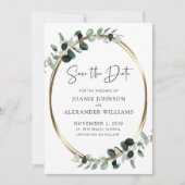 Eucalyptus Greenery Gold Metallic Save the Date (Voorkant)